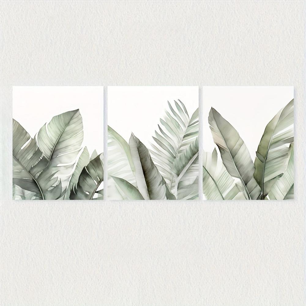 3 pieces of frameless, abstract plant home decoration, modern green plant posters, home decoration, creative ideal home gifts
