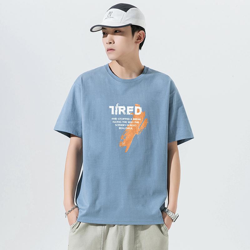 Men's "TIRED" Graphic Crew Neck T-Shirt - Casual Short Sleeve Tee