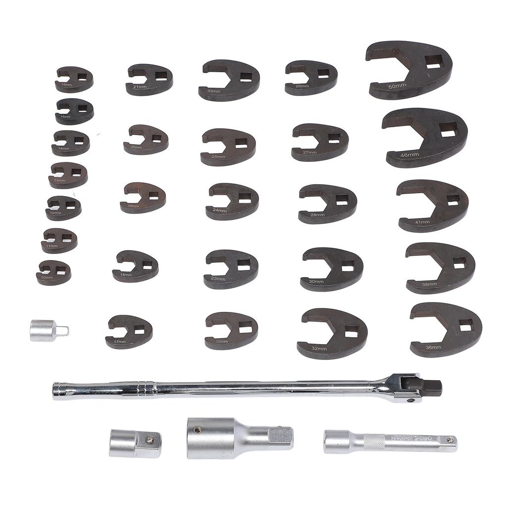 32Pcs 10 to 50mm Metric Tight Clearance Brake Line Wrench Set 3 8 1 2 3 4 Inch Drive Offset Open End Wrenches with