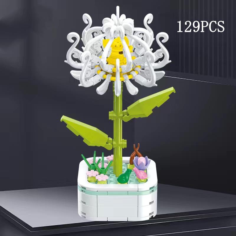 Kalıcı Buket Lale Çiçeği Yapı Taşı 3D Model Ev Dekorasyonu Bitki Saksıda Montaj Tuğlaları Sevgililer Günü Çocuk Hediyeleri