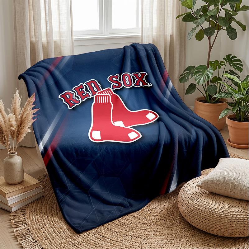 Boston Red Sox Flannel Fleece Blanket Cozy Warm Throw Blanket For Couch Bed Travel All Season Use