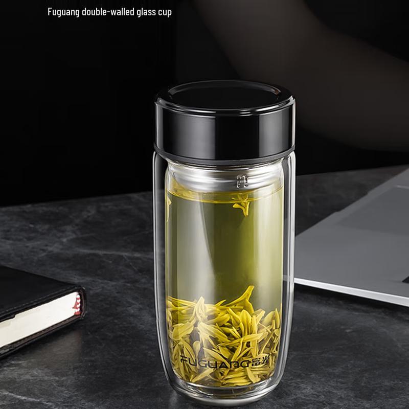 Fuguang Yiqing Double Wall Tea Infuser Glass Bottle
