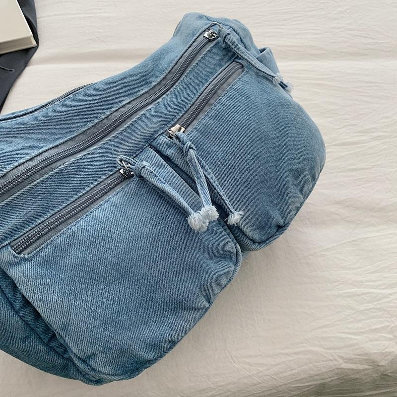Denim Bag Women's Large Capacity Shoulder Bag Multi-Pocket Commuter Crossbody Bag