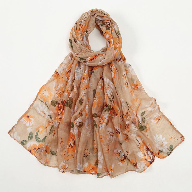 Elegant Women Retro Silk Scarf Print Wrap Shawl Lady Bandanas Hijab Boho Beach Long Scarve Pareo Headscarf Fashion Korean New