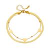 Gold Plated Layered Heart Herringbone Anklet Dainty Foot Chain Jewelry for Women