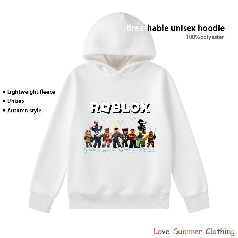 MINISO Roblox Print Sweatshirt Leeftijd 4-14 Unisex lichtgewicht fleece hoodies voor de herfst Polyester Sport Pullover Dagelijks Gebruik Ademend Zonder Zak game Print 150