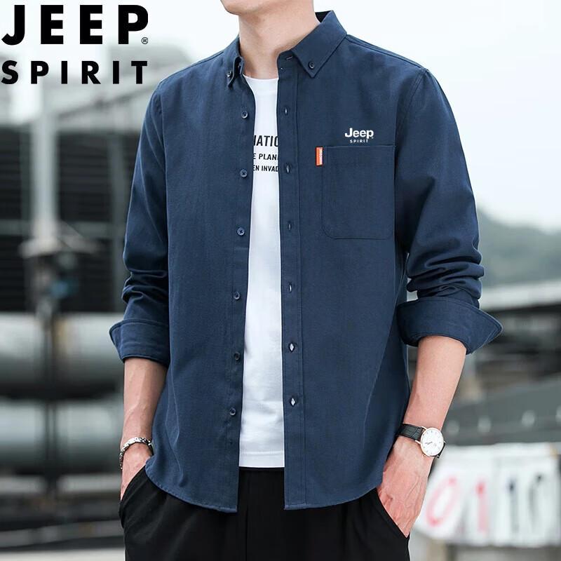 JEEP SPIRIT Men's Long-Sleeve Casual Work Shirt