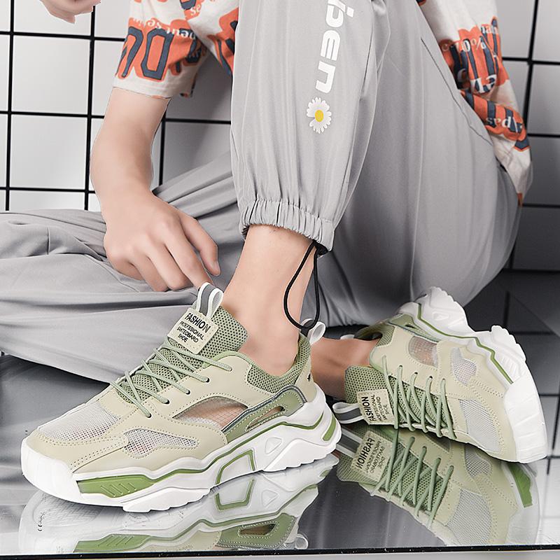 Men 'S Comfortable Sports Shoes Summer Mesh Hollow Breathable Men 'S Running Shoes Anti -Leisure Versatile Men 'S Vulcanized Shoes