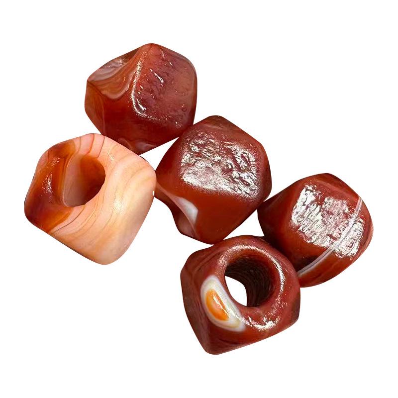 14×15mm Multi-Faceted Red Agate Beads with High Oil Patina for Jewelry Making