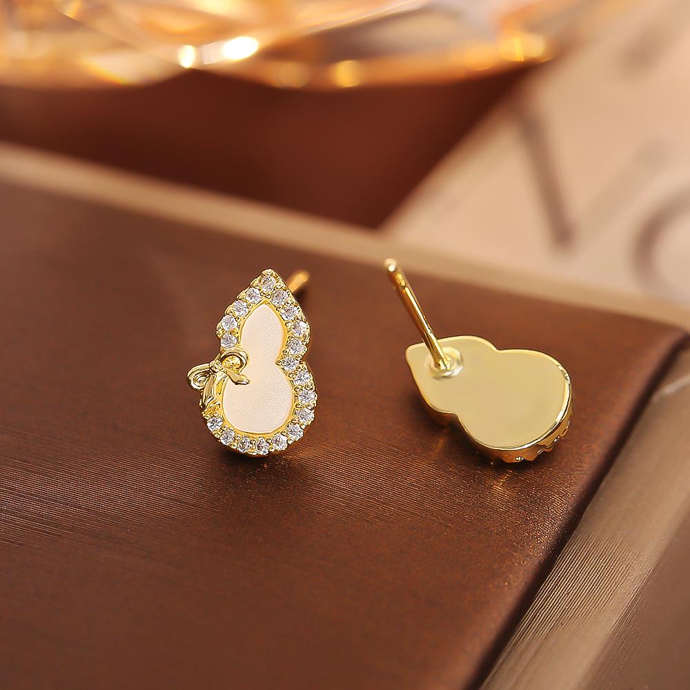 Elegant Chinese Gourd Zircon Earrings: Festive, Fashionable, and Versatile