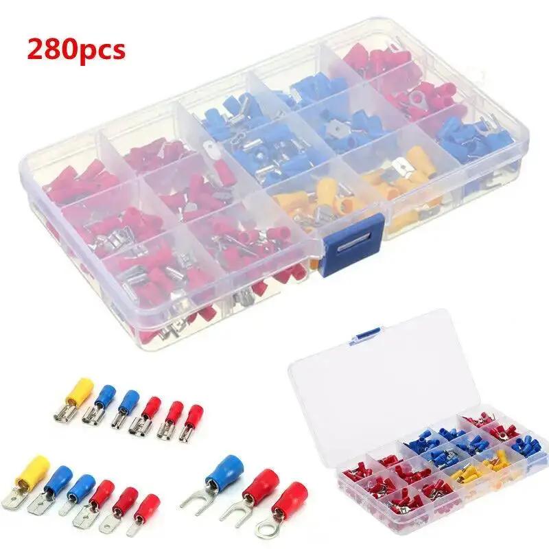 ZEXEF 280/140pcs Cable Lugs Assortment Wire Flat Female and Male Insulated Electric Wire Cable Connectors Crimp Terminals SetV