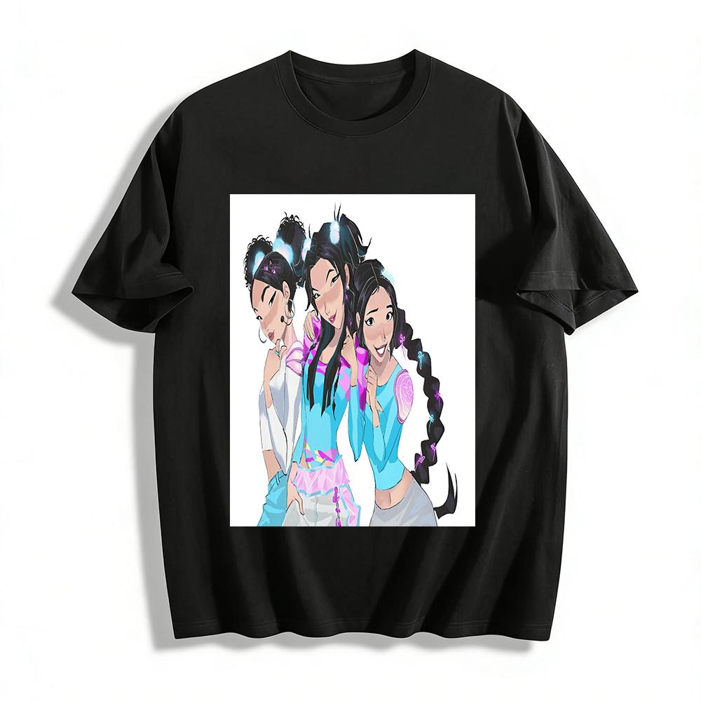 

Vintage Chinese Style Girl Group Print Long Sleeve Top Trendy Y2K Crop Top Casual Tee Pure cotton T-shirt XXS