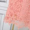 ZANZEA Women Casual Lace Crochet Patchwork Short Sleeve Sheath Dress