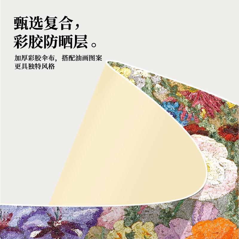 New 16-strand Aluminum Alloy Color Glue Three-fold Parasol Sunny and Rainy Retro Oil Painting Sunny Umbrella Umbrella