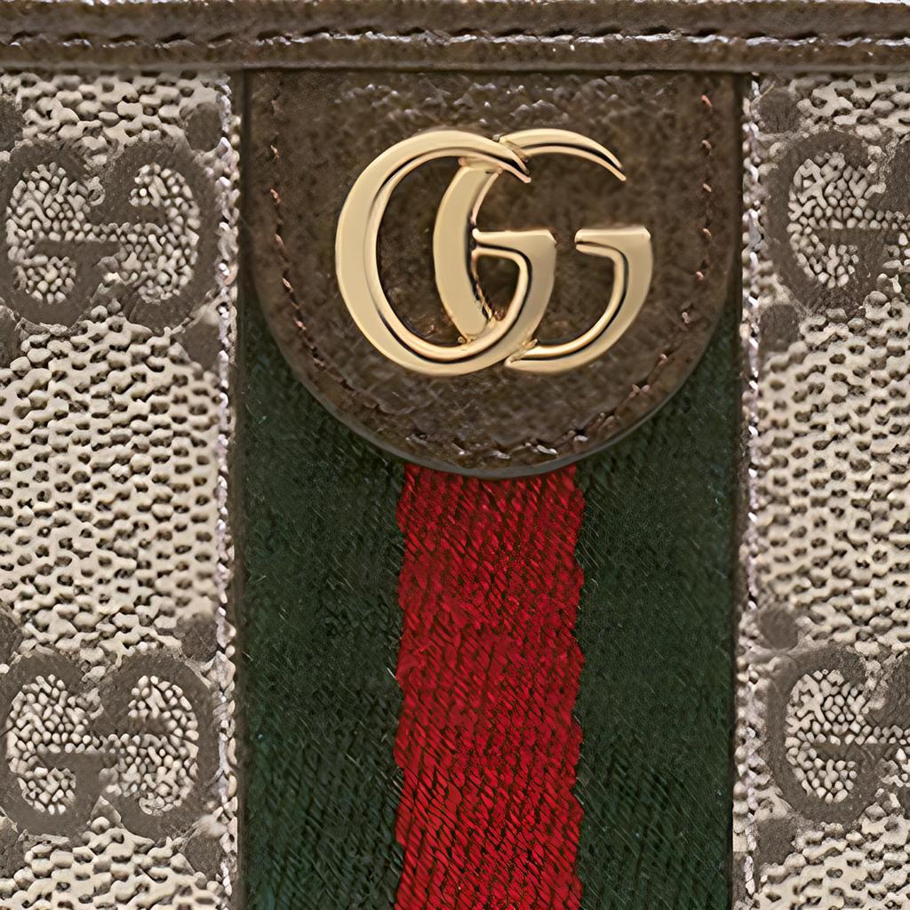 Gucci Ophidia Logo Stripe Web Zipper Wallet Unisex Wallet Brown Ebony 662294-2ZGFG-8745