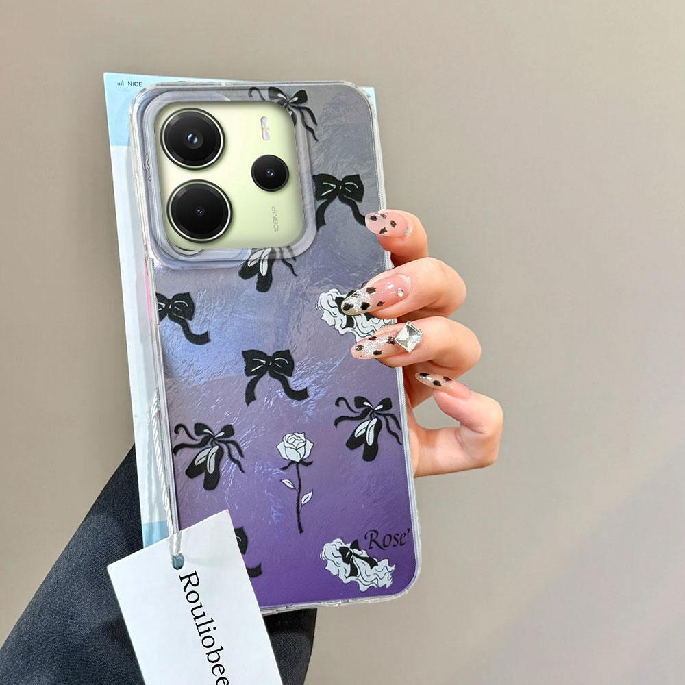 Black Bow Cartoon Animal Phone Cases Phone Case for Xiaomi Redmi Note 14 13 Pro A5 A4 A3 13C 14C 14T 13T Pro Silicone Back Cover