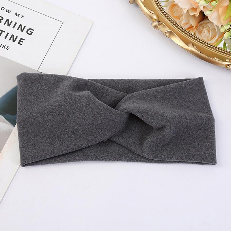 

Wide Cross Headbands For Women Solid Headband Elastic Sports Yoga Headwear Girls Hair Band Hair Accessories серый