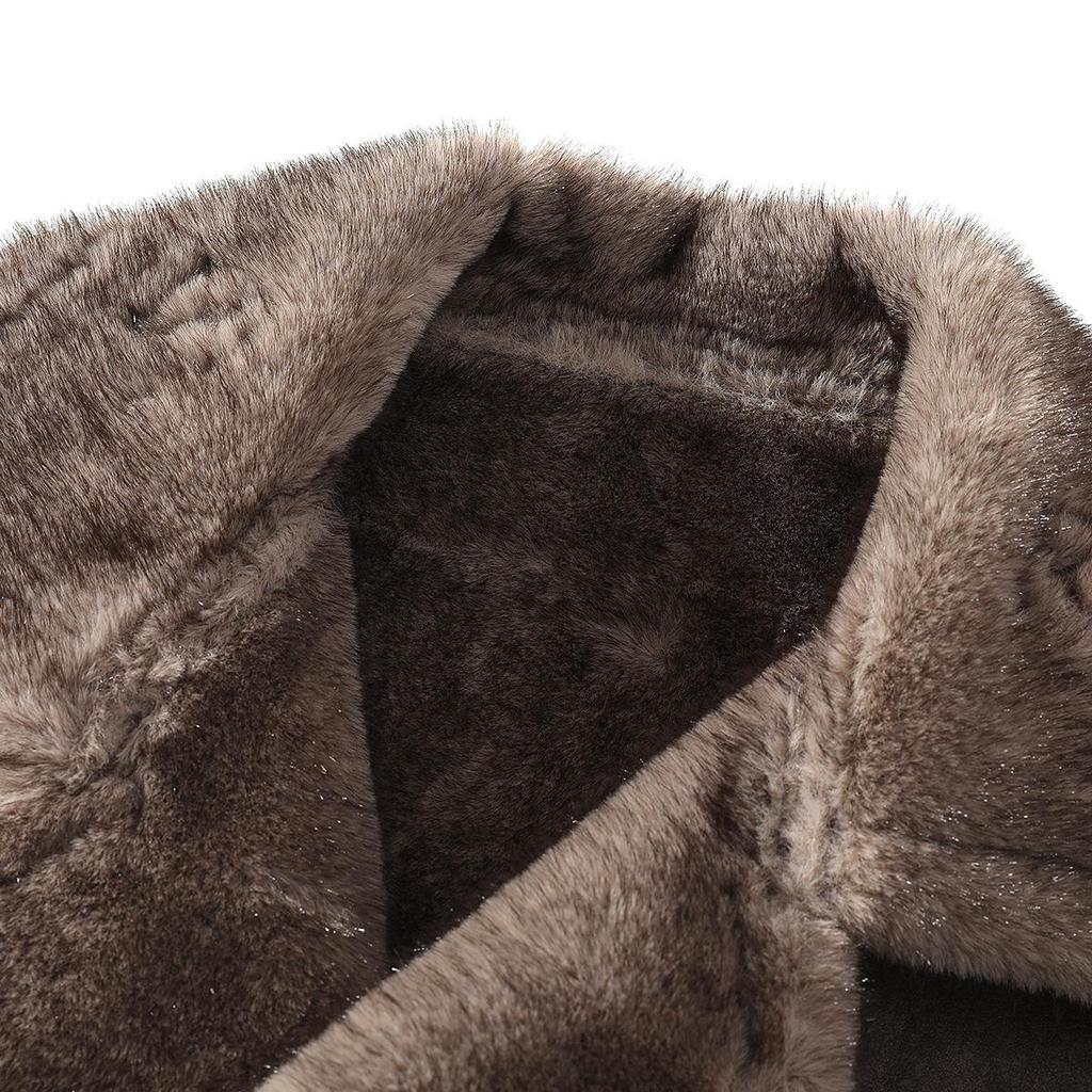 Men's Plus Size Lapel Leather and Fur Jacket - Winter Edition