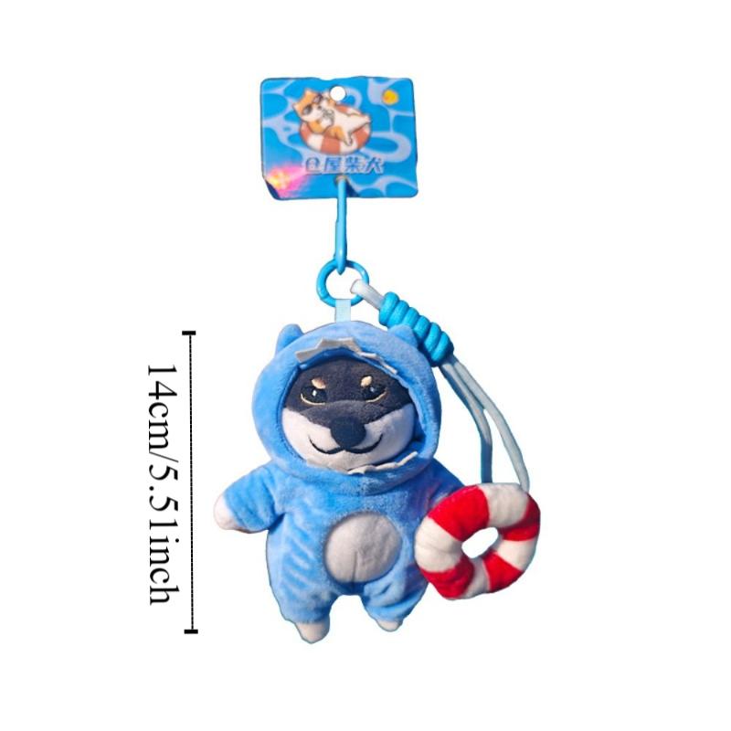 Soft Plush Dog Dolls Keychain PP Cotton Dressed Akita Dog Plush Doll  Birthday Parties
