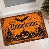 Halloween Dark Gothic Style Pumpkin Bat Castle Flannel Mat Home Entrance Door Hallway Anti-Slip Dust-Resistant Foot Mat