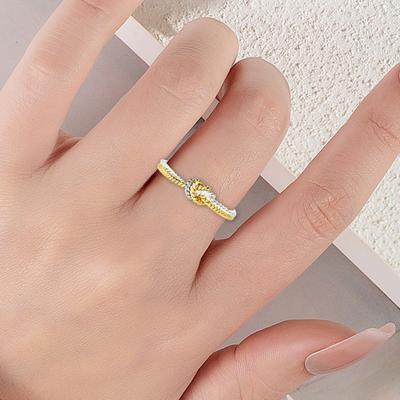 Golden Silver Tones Finger Ring Mother Daughter Two Strand Knot Ring Handmade Copper Women Ring Jewelry Gift