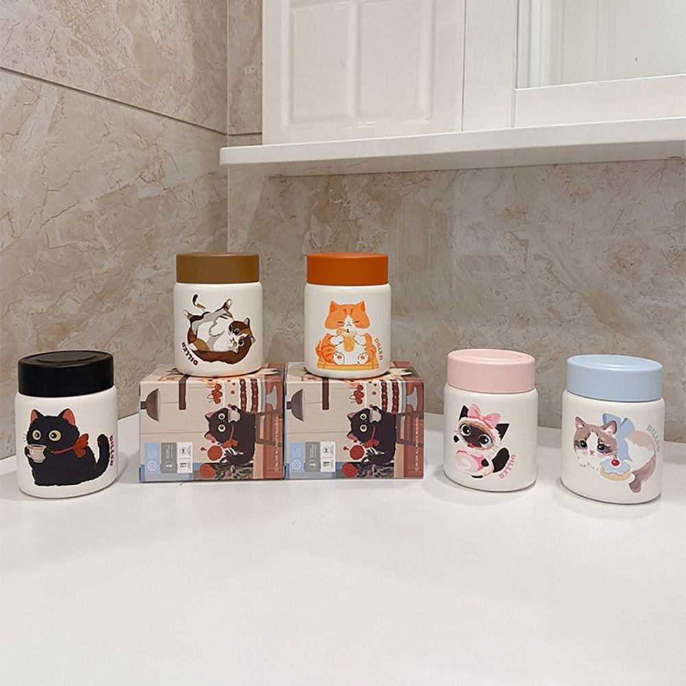 Leak Proof Thermal Cup 316 Stainless Steel Insulated Cup Cute Cat Vacuum Flask  Office
