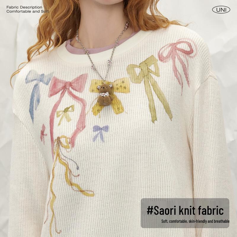 UNIFREE Spring 2026 Sweet Girly Relaxed Fit Round Neck T-shirt