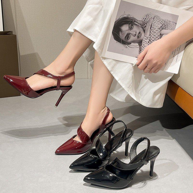 Fashion Summer Women's Shoes High Heels Stiletto All-Match 2025 Pointed Pumps Sandals Ladies Fine Slimming Big Closed Latest Beige Toe A