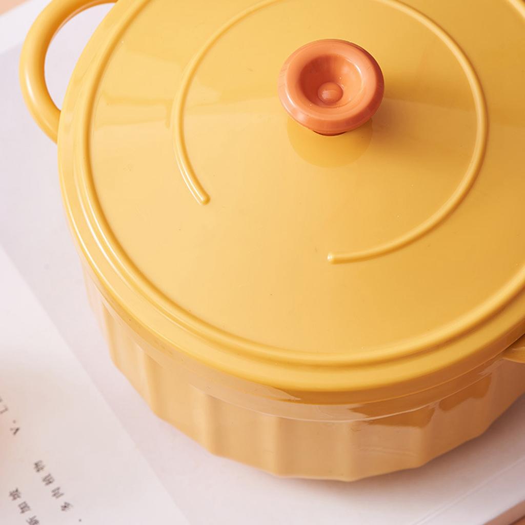 Noodles Bowl with Lid Binaural Noodles Bowl Home Dorm Student Covered Bowl
