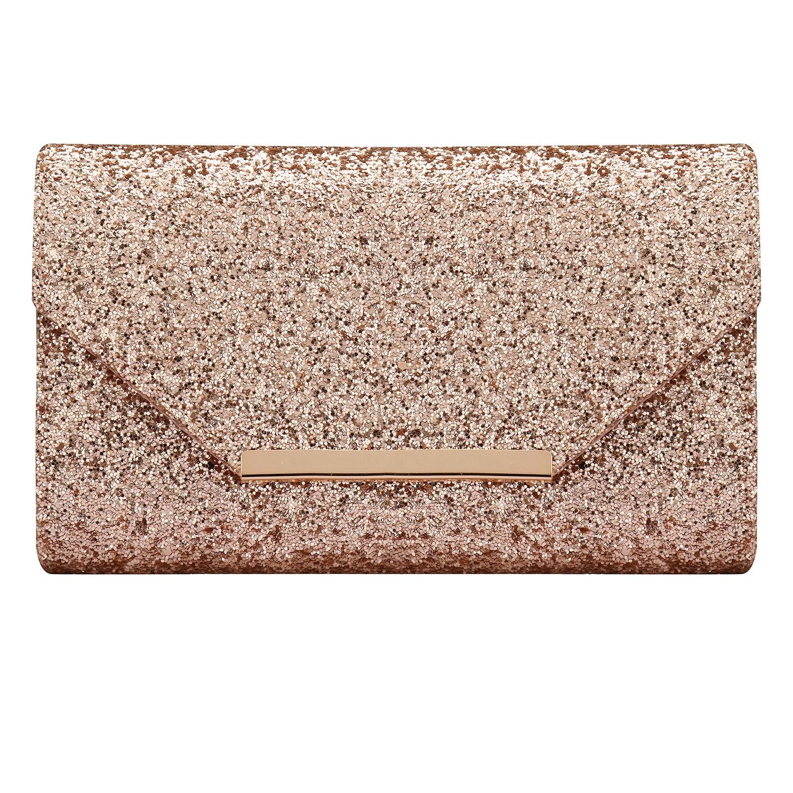 

Evening Clutch Bag for Women Formal Dressing Handbag Solid Color Glitter Envelope Handy Purse for Wedding Party Prom