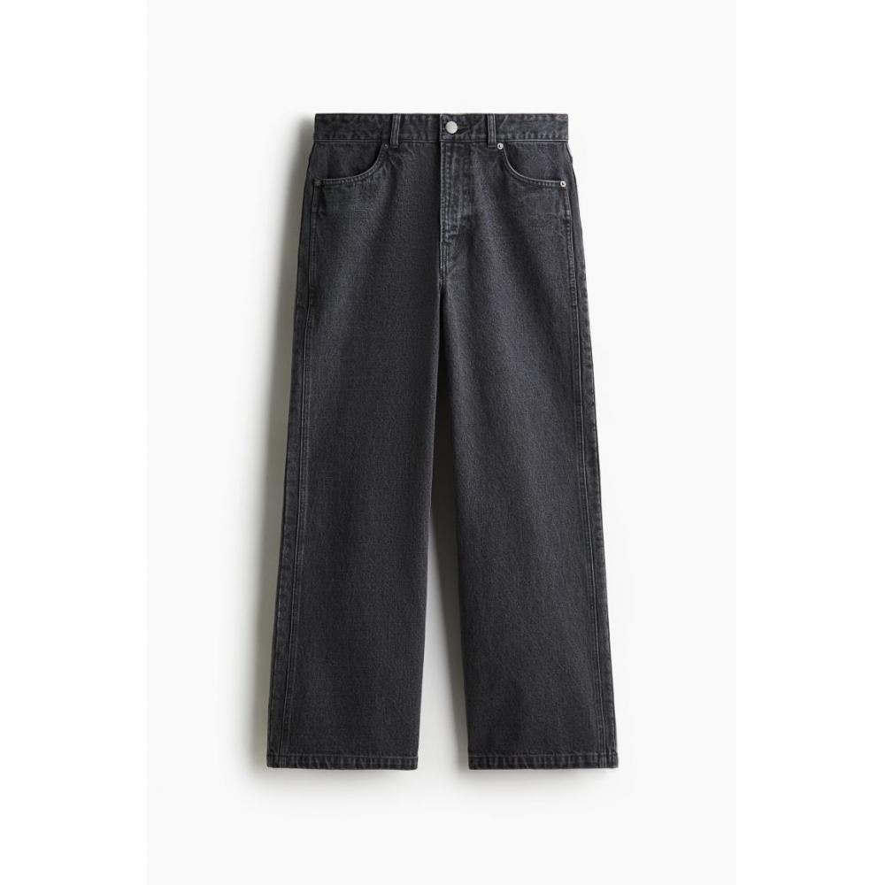 H M Wide Jeans Dark deniM Grey