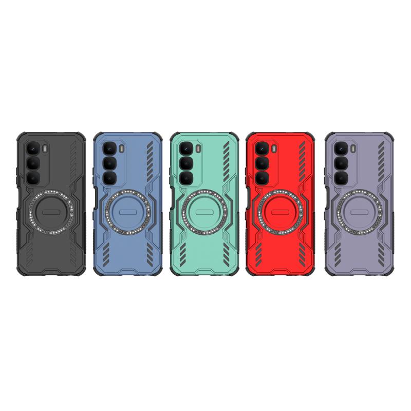 Heat Dissipation Armor Shockproof Magnetic Case For Infinix Hot 60 5G 60i 4G Four Corner TPU Frame Hard Plastic Phone Back Cover