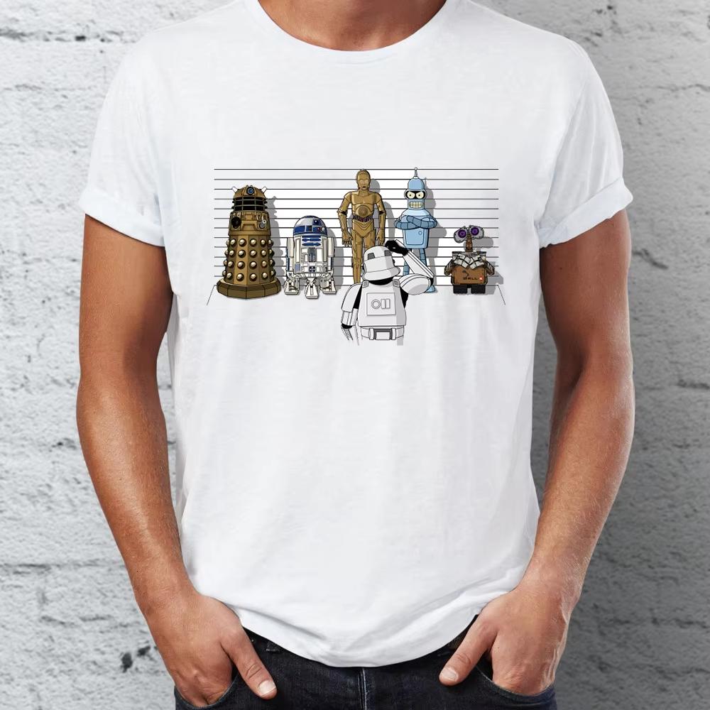 Brand New Men T Shirts Cotton Driod Imperial Road Abby Road R2D2 C3PO Game Awesome Artwork Print Tee Shirts Tshirt