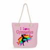 Multifunctional Gymnastics Printed Thick Rope Shoulder Beach Bag Casual Large Capacity Handbag 0244 CLE