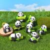 8Pcs Bamboo Panda Figurine Resin Animal Figure Toy Model Statue Sculpture Cake Topper Decoration Desktop Ornament Festival Gift