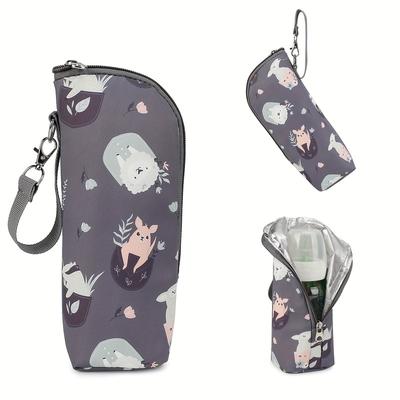 Bolsa Térmica com Estampa de Animal Fofo, Bolsa de Fraldas Portátil com Zíper para Viagem e Uso Diário