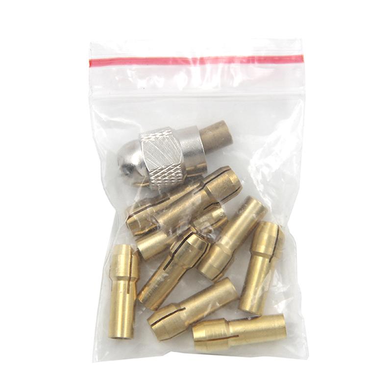 11 ks/sada Mini vrtačka Mosazná kleština Upínací sklíčidlo Pro rotační nástroj 0,5-3,2 mm Mosaz a matice Pro sadu příslušenství Dremel