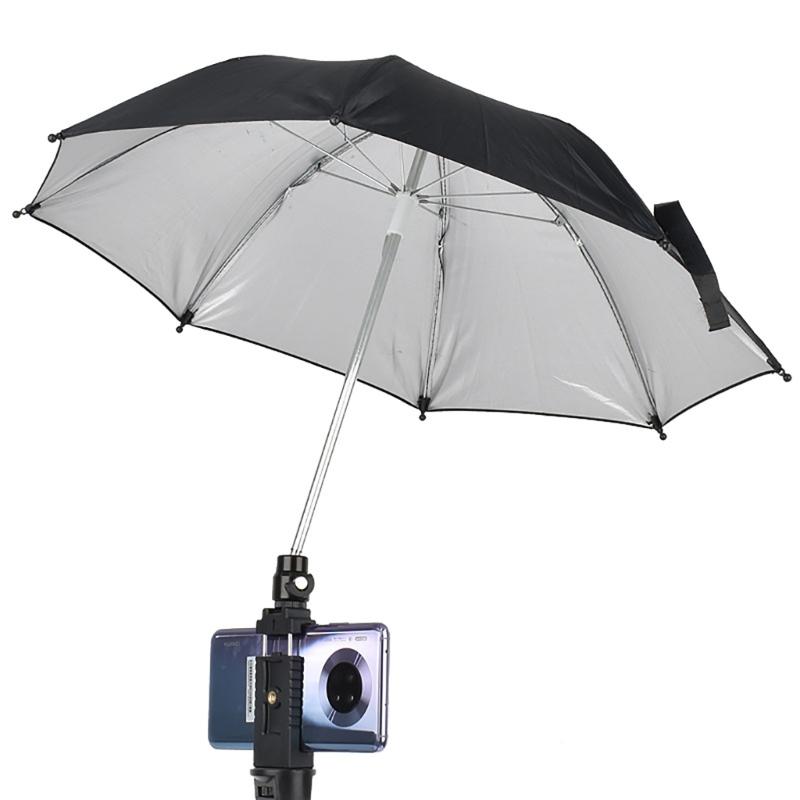Ombrello per Fotocamera DSLR con Testa Sferica Regolabile Multi-angolo Parasole Protezione Pioggia Supporto Ombrello per Live Streaming
