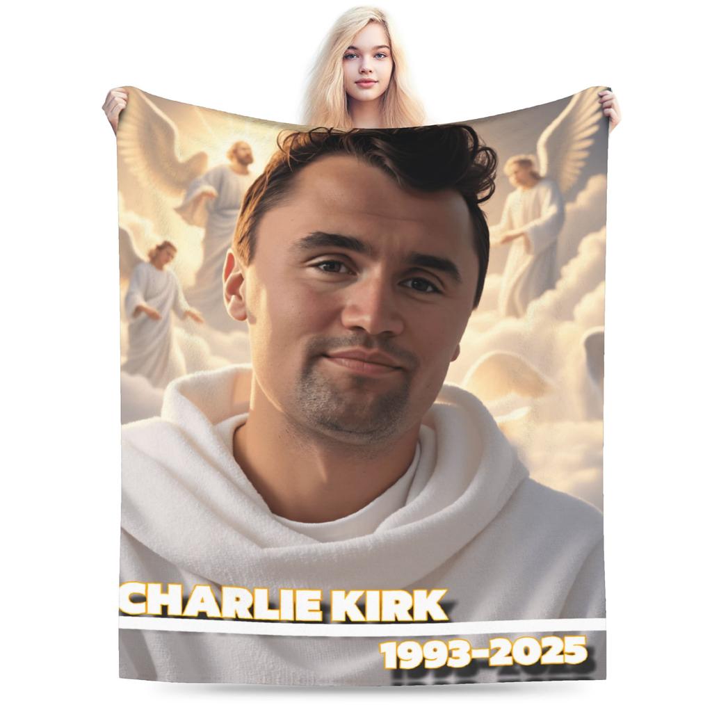 Charlie Kirk Angelic Advocate Blankets Soft Warm Plush Throw Blanket For Child Couch Chair Sofa Bed Flannel Bedspread Bed Cover