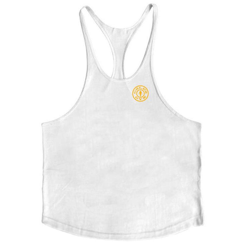 Men's Fitness Cotton Thin Strap Sleeveless T-shirt - Gold Sports Vest