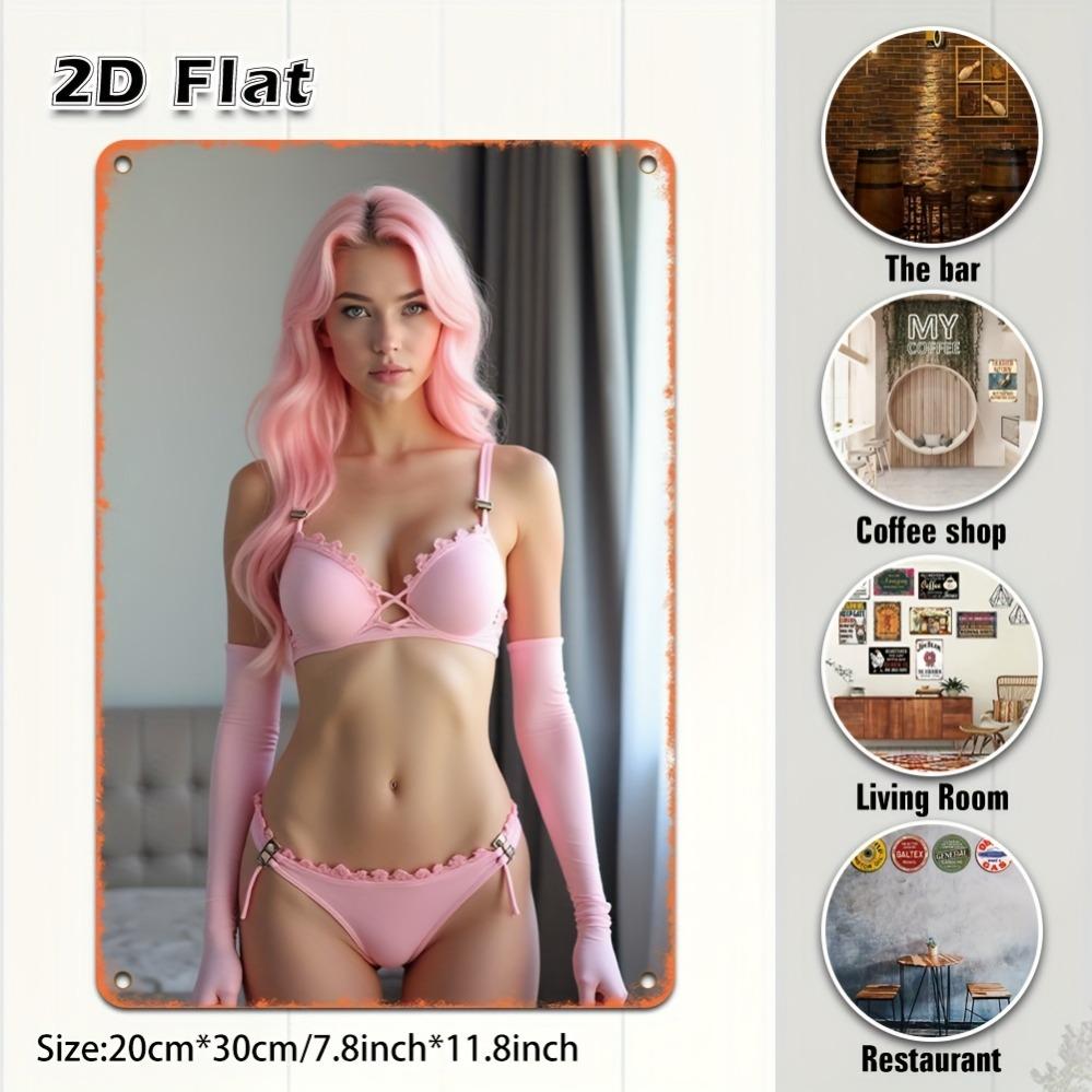 Lustiges D Metall Damen Bikini Wandkunst Schild für Zuhause Bar Man Cave Halloween Dekoration Geschenk
