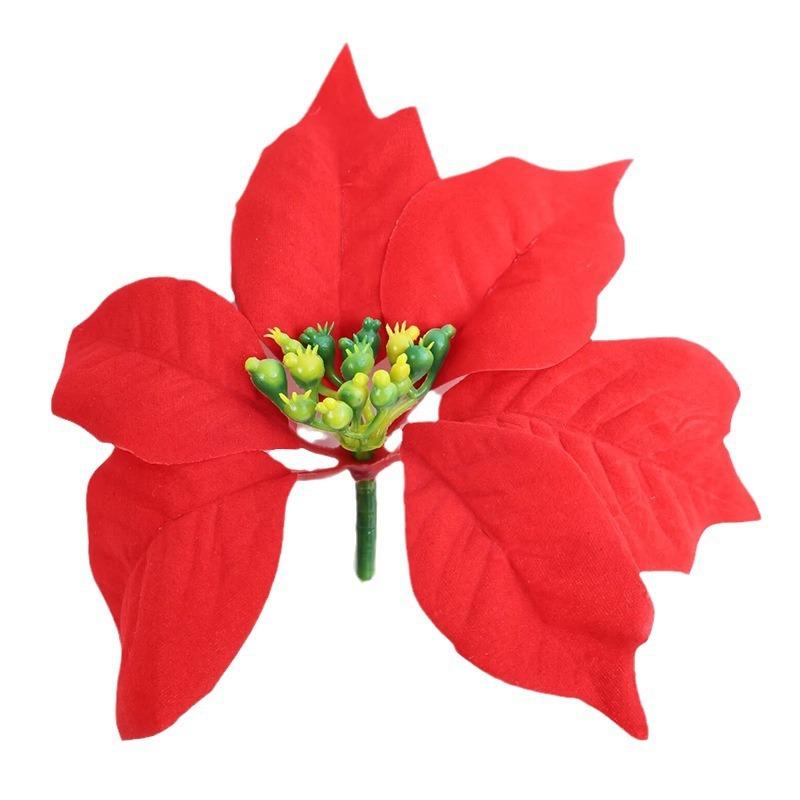 Christmas Atmosphere Arrangement, Wall Decoration, Simulated Christmas Rattan Flannel, Poinsettia Artificial Rattan