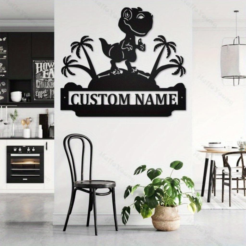 Dinosaur Metal Sign Jurassic Family Name Gift for Home Garden Wall Decor