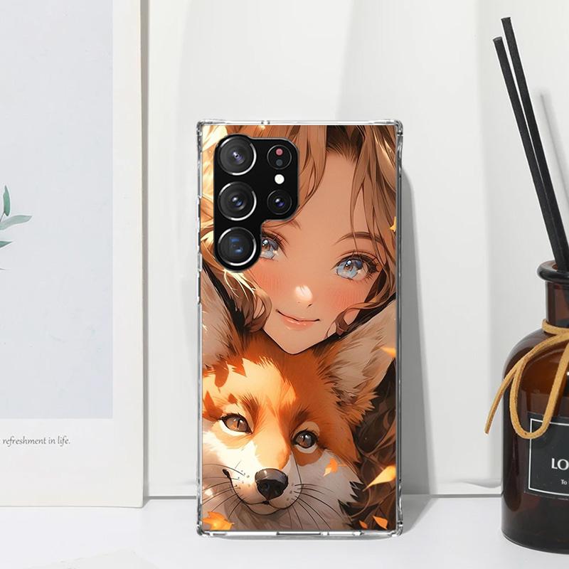 Cute Anime Ins Girls Animal Cat Phone Case For Samsung Galaxy S26 S25 Edge S24 FE S23 S22 Ultra S21 Plus S20 + Art Fundas Back C