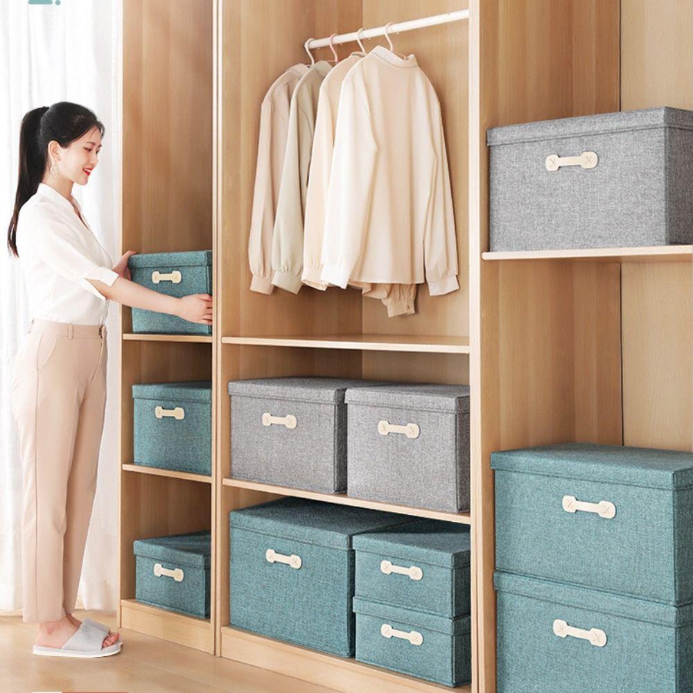 Cotton Linen Fabric Storage Box Drawer-type Covered Organization Box  Sundries Storage