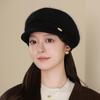 Hat Women's Autumn and Winter Wool Hat Fashion Rabbit Hair Beret Fleece Thickened Knitted Cap