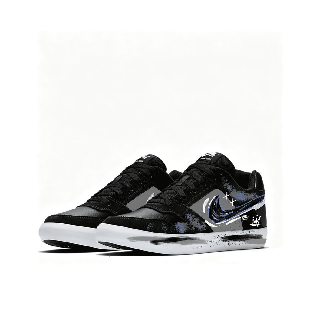 Nike SB Delta Slip Resistant, Abrasion Resistant, Lightweight Low Top Skateboard Shoes Unisex Black Blue 942237-010(Team1180-)