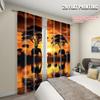 Set Of 2 Plane Printing Popular Curtain Panels African Sunset Elephant Polyester Without Rod Decorations Outdoor Use