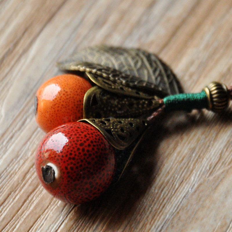 Halskette aus Keramik im antiken Stil, Damenperlen, Keramik-Pulloverkette, Accessoires im ethnischen Stil