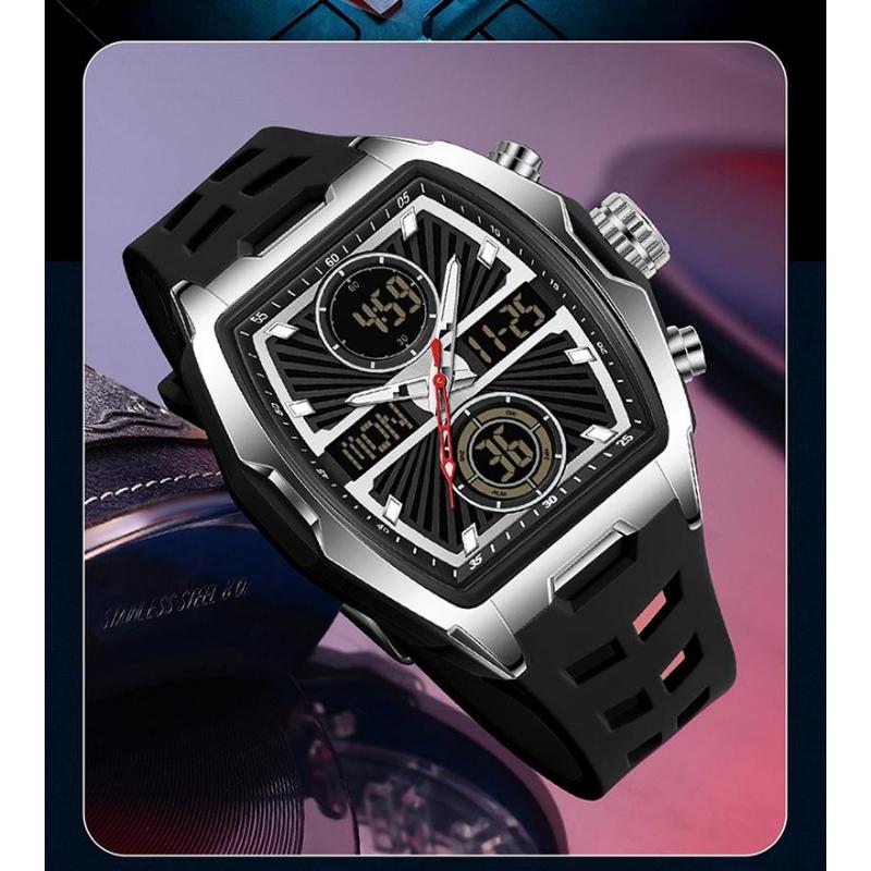 Men Watch Luxury Sport Quartz Double Display Wristwatch Chronograph Waterproof Military Multifunction Male Digital Watches